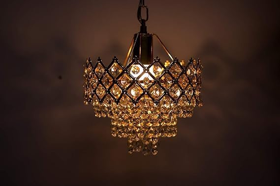 Image of Crown Lighting Crystal Jhumar in, Round Shaped Gold Finished Pandent /Hanging Chandelier Celling Light with Free Bulb Included (Medium) (Temple JHUMAR, 160MM)