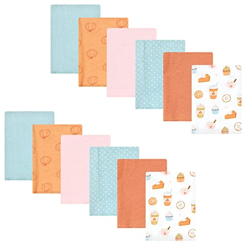 Image of Hudson Baby Unisex Baby Cotton Flannel Burp Cloths Bundle, Pumpkin Spice, One Size