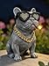 LFLKPY Solar Dog Garden Statue with LED Light – Funny French Bulldog Decor for Outdoor Yard, Patio & Lawn, Solar Garden Decor, French Statue Garden Decor, Unique Dog Gifts