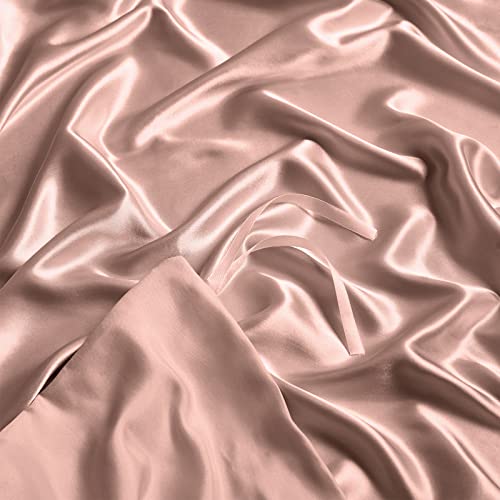 Image of NSGZ Satin Duvet Cover for Weighted Blanket, 48x72, 8 Ties, Champagne Gold | 8 Ties And Zipper For Secure Fit, Cooling Satin Gentle On Skin, Machine Washable, Fits 48x72 And 60x80 Weighted Blankets