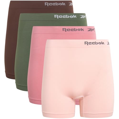 Reebok Womens Boyshorts - 4 Pack Seamless Underwear Panties, 6" Inseam