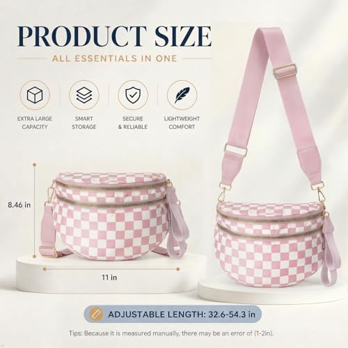 Image of Womens Crossbody Bag, Spacious Nylon Bum Bag Trendy Shoulder Purse with Adjustable Strap Zipped Travel Essentials