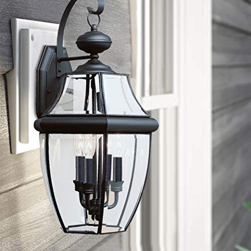 Generation Lighting 8040-12 Lancaster Traditional Three - Light Outdoor Wall Lantern Outside Fixture, Black Finish, 23 Inch Height, 11.75 Inch Wide, Brass Construction by Generation Lighting - Image 2