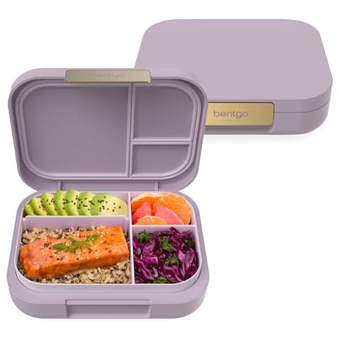 Bentgo Modern - Adult & Teen Bento Lunch Box; 3-4 Compartments, Leak-Resistant, 5.5 Cup Capacity/44 fl oz, Improved Locking Clips, Reusable, BPA-Free, Dishwasher/Microwave Safe Tray (Orchid) Cover