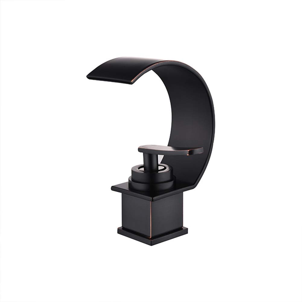 Robinet de salle de bain noir anti-calcaire en laiton avec cartouche céramique