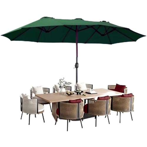 Image of 15ft Large Outdoor Umbrella Double-Sided Patio Umbrella with 65 Kgs Movable Stand, Crank Handle, 12 Ribs Rectangular Garden Umbrella for Patio Graden, Poolside, Terrace, Cafe and Hotels
