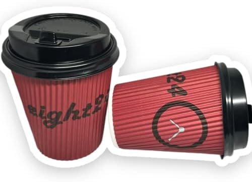 eight24 Paper Cups with Leak Proof Lids |100 x Triple Wall Ripple Paper Cups(8oz) for Hot Drinks & More | Leak-Proof, Anti-scalding & Heat Insulated | Suitable for Coffee, Juice & More| UK Brand