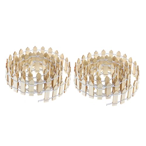 Happyyami 2個 ミニチュア木製フェンス 高 原木色 柔軟なボーダーデザイン ガーデン盆栽用装飾 小型園芸アクセサリー の創造力を育む