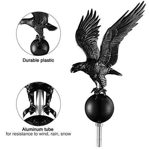 Yescom Flagpole 14" Eagle Topper Gold Finial Ornament For 20/25/30Ft Telescopic Pole Yard Outdoor Black #TOP4