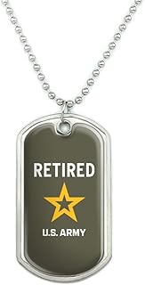 GRAPHICS & MORE U.S. Army Retired Logo Military Dog Tag Pendant Necklace with Chain