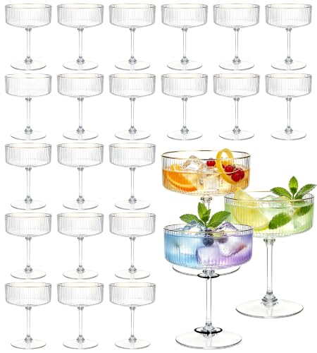 LEYIQU 24Pack Plastic Martini Glasses, 10oz Disposable Coupe Glass