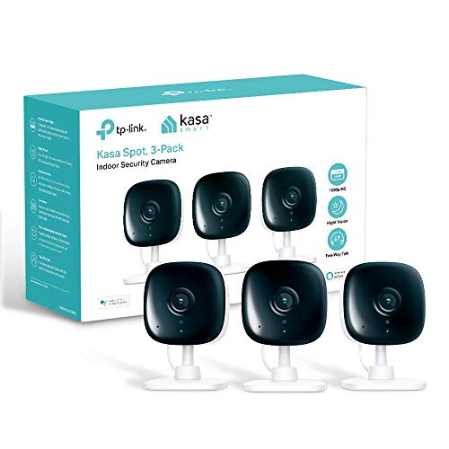 Kasa Spot Indoor Camera, 1080P HD Smart Wifi Security Camera (3-Pack) Night Vision, Motion Detection, Works with Google Assistant and Alexa (KC100P3) (Renewed)