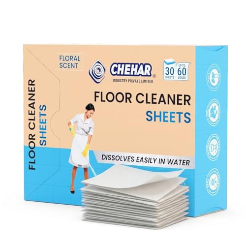 Chehar Floor Detergent Sheets | Eco Friendly Floor Cleaner Sheets | Concentrated, Biodegradable, Plastic Free | Multi Surface Cleaning for Tile, Marble & Kitchen Floors (30 Sheet)