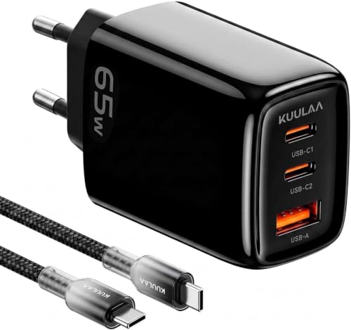 Ładowarka USB C 65 W, 3-portowy USB-C zasilacz sieciowy, wtyczka PPS 60 W, szybka ładowarka PD, kompatybilna z iPhone 17/16/15 iPad, Samsung S25/S24/S23 Ultra, Google Pixel 9/8, MacBook Pro/Air