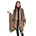 colornival Shawl Wraps for Women, Elegant Knitted Cape Open Front Soft Poncho Scarf Blanket Cardigan Coat for Spring, Autumn and Winter (Pink Gray)