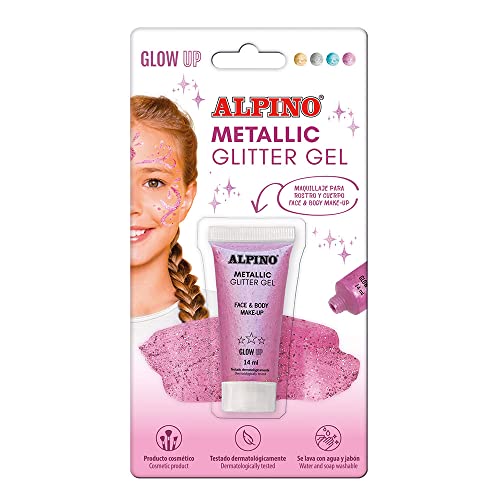 Metallic Glitter Gel Alpino Fiesta Color Rosa | Gel Purpurina Metalizado Con Base De Color Rosa| Purpurina Líquida