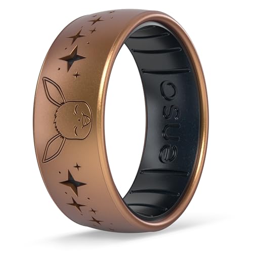 Enso Rings x Pokmon Eeveelutions Dualtone Silicone Rings for Hands - Eevee - Golden Brown/Black Pearl - Size 9