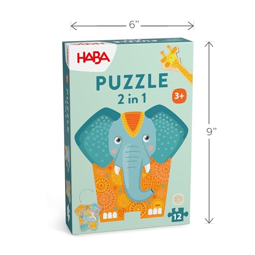 Haba Puzzle Animaux 2 En 1 Éléphant Carton 12 Pièces - vue 7