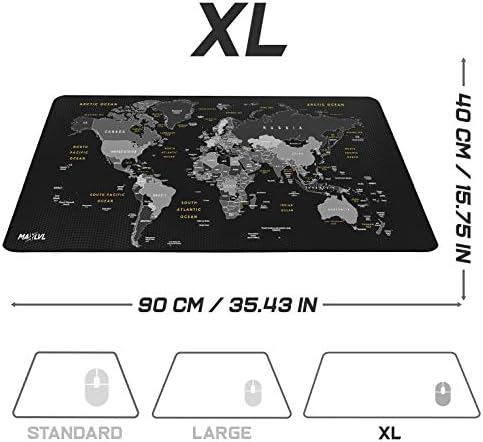 Sidorenko Large Gaming Mouse Pad - 900 x 400 x 2mm - Mouse Mat - Stitched Edges - Extended Mousepad with special surface improves speed and precision - Non-slip Rubber Base - Black