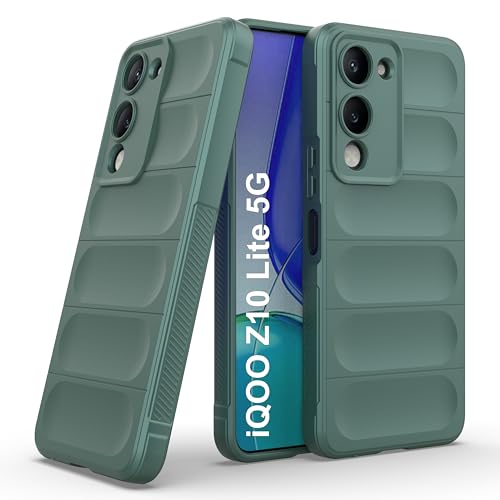 Image of amazon basics Back Case Cover for iQOO Z10 Lite 5G | Compatible for iQOO Z10 Lite 5G Back Cover | Liquid Silicon Magic Case with Camera Protection | Dark Green