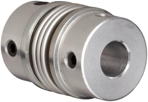 Huco 530.26.2828.Z Size 26 Flex-B Bellows Coupling, Stainless Steel with Aluminum Hubs, Inch, 0.315" Bore A, 0.315" Bore B, 1.02" OD, 1.48" Length, 40.887 in-lbs Max Torque