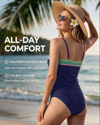 Image of Daci Women Strapless Tankini Tummy Control 2 Piece Bandeau Swimsuit