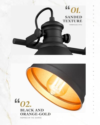 Image of 4-Light Black Bathroom Vanity Light Over Mirror, Metal Shade