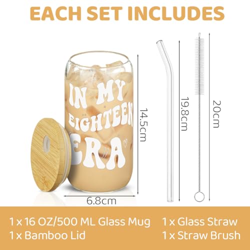 AOOTE Szklanka z pokrywką i słomką, 500 ml, szklanka do picia z pokrywką i sentencją, spersonalizowane szklanki do napojów z pokrywką do smoothie, latte macchiato, whisky, na prezent