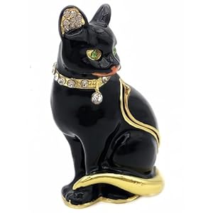 JWT Astyle Luxury Black Cat Hinged Jewelry Box with Crystals.Hand Painted Cat Figurine Trinket Box .Classic Animal Designs.Rings Earrings Necklace Storage Box, Cat Home Decor Gift. JWT Astyle Luxury Black Cat Hinged Jewelry Box with CrystalsHand Painted Cat Figurine Trinket Box Classic Animal DesignsRings Earrings Necklace Storage Box Cat Home Decor Gift