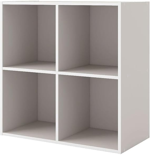 Homes: Inside + Out Apexa 4-Cube Storage Organizer Shelves, Stackable Wood Bookcase Fits Cubby Bins for Organization, Dorm Teen Room Decor & Home Office, Taupe Grey