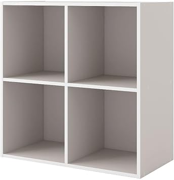 Homes: Inside + Out Apexa 4-Cube Storage Organizer Shelves, Stackable Wood Bookcase Fits Cubby Bins for Organization, Dorm Teen Room Decor & Home Office, Taupe Grey