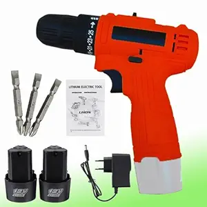 MLD 12V Cordless Screwdriver Drill Machine with 2 Batteries (10 mm Left/Right, Multicolour)