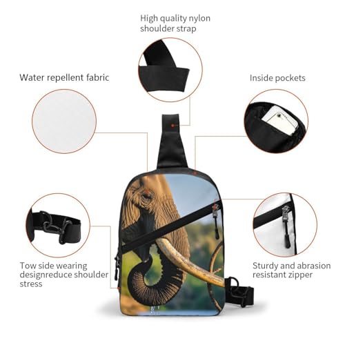 African Elephant Print Men's and Women's Foldable Crossbody Bag,Sports Crossbody Bags,and Daily Chest Bags3