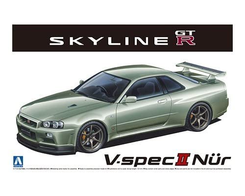 1/24 アオシマ BNR34 スカイライン GT-R V・spec Ⅱ 完成品 ニッサン BNR34 スカイライン GT-R V・spec Ⅱ '00 ホワイト