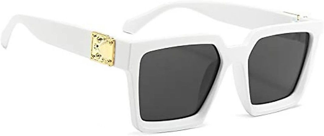 Full-frame Unisex Casual White Plastic Adult Square Sunglasses, Black Polarized Lenses with UV Protection-image-39