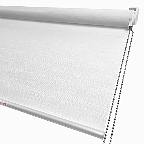 100% Blackout Roller Window Shades, Striped Jacquard Window Blinds With Thermal Insulated, Uv Protection Waterproof Fabric, Roll Up And Down Shades Home And Office(White - 20" W X 72" H) #TOP1