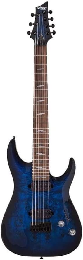 Schecter Omen Elite-7 Electric Guitar - See Thru Blue Burst