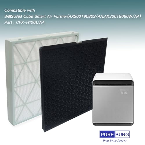 PUREBURG Replacement Filter Pack Compatible with SAMSUNG Cube Smart Air Purifier CFX-H1001/AA, H13 HEPA + Activated Carbon Filter Air Clean by PUREBURG - Used condition - Image 2