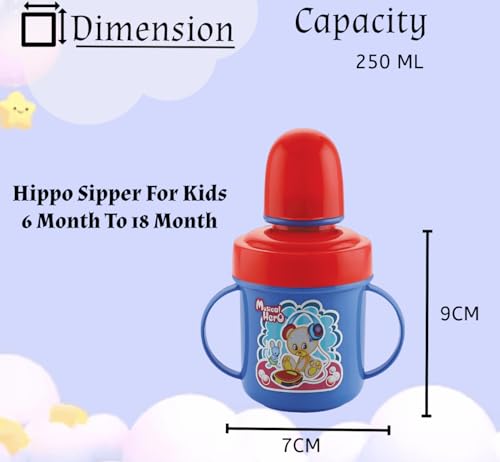 Image of Zerya Hippo Stainless Steel Baby Spout Sipper Cup for Kids /Toddler with Soft Silicone 250 ML (Blue)