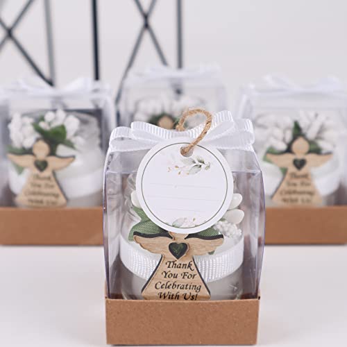 Pack Of 8 Glass Candle Jars, Handmade Baptism Favors For Guests, Boy First Communion Gifts, Girls First Communion Gift, Baptism Candle Set Holders 2.6 Oz (Angel, White) #TOP5