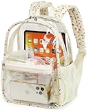 BTOOP Mini mochila transparente transparente para eventos de estádio 30 x 30 x 15 cm, pequena bolsa transparente transparente para concertos e trabalho, Flor transparente 92, 12'' H-Mini, Tendência