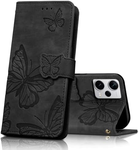 CXTcase Etui na telefon komórkowy Samsung Galaxy A54 5G, etui ochronne z klapką do Samsung Galaxy A54 5G, skóra poliuretanowa, magnetyczne motyle, skórzane etui do Samsung Galaxy A54 5G, czarne