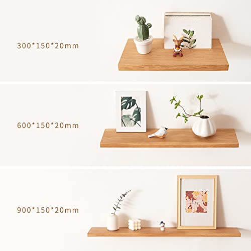 Inman Floating Shelves For Wall 24 Inches Natural Oak Wood Wall Shelves , Wall Mounted Solid Wood Shelf Display Storage Rack For Living Room, Bedroom, Kitchen, Bathroom Decor #TOP2