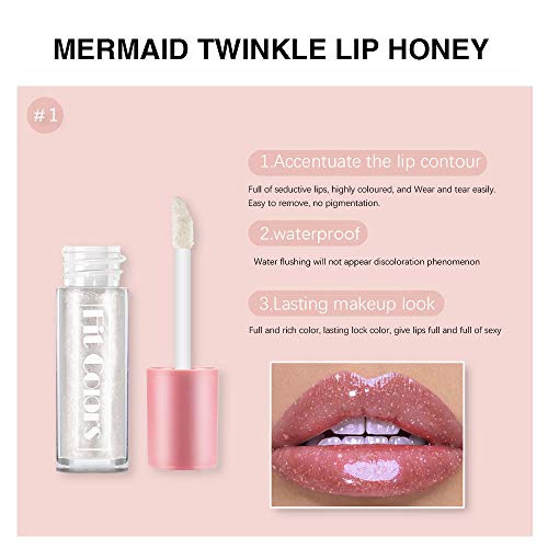 Ownest 5 Colors Shimmer Pearl Lip Gloss,Glitter Lip Gloss Set Metallic Diamond Lip Glaze Nude Lipstick Waterproof Non-stick Cup Moisturize Lip Gloss - Thumbnail 2