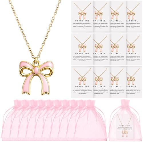 Tondiamo Bow Party Favors Bow Necklace for Women Coquette Bowknot...