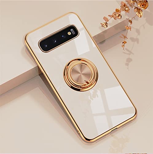 Jacyren Hülle für Samsung Galaxy S10 Plus S10 Plus Handyhülle mit Ring Ständer Kratzfest Schutzhülle Ultradünn Silikon magnetische KFZ-Halterung mit 360-Grad Finger Halter Schale Galaxy S10 Plus Rosa