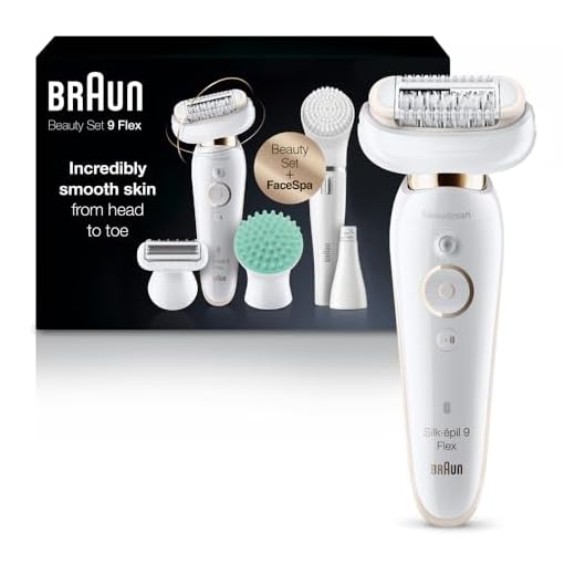 Braun Epilator Silk-épil 9 Flex 9-300 Beauty Set, Facial Hair Removal for Women, Shaver & Trimmer, Cordless, Rechargeable, Wet & Dry, FaceSpa