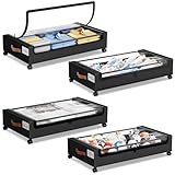Yecaye 4 Pack Under Bed Storage with Wheels, Under Bed Storage Containers with Lids, Large Under Bed Rolling Storage with Clear Window & Label, Rolling Drawers for Clothes, Blankets, Books