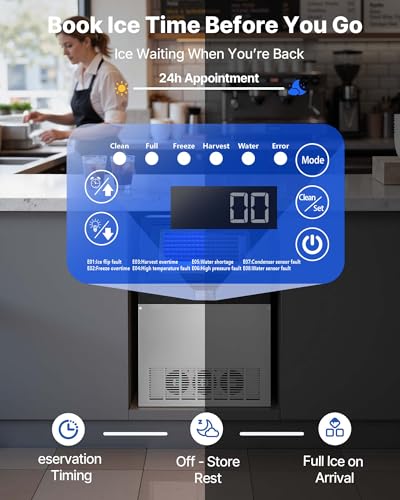 Image of VEVOR Commercial Ice Maker Machine with Pump, 440 lbs /24h with 85 lbs Storage Capacity, Built-in /Freestanding /Under Counter, Stainless Steel Ice Maker with LED Display & Self-Cleaning, for Home Bar