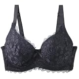 Generisch Reggiseno europeo push-up in pizzo con supporto stiratura e vestibilità comoda, Nero , 80E